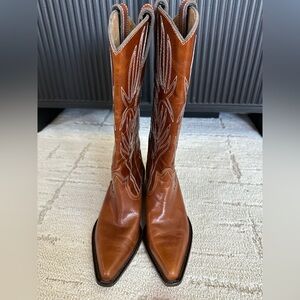 Steve Madden Brown Leather Western Knee-High Heeled Boots